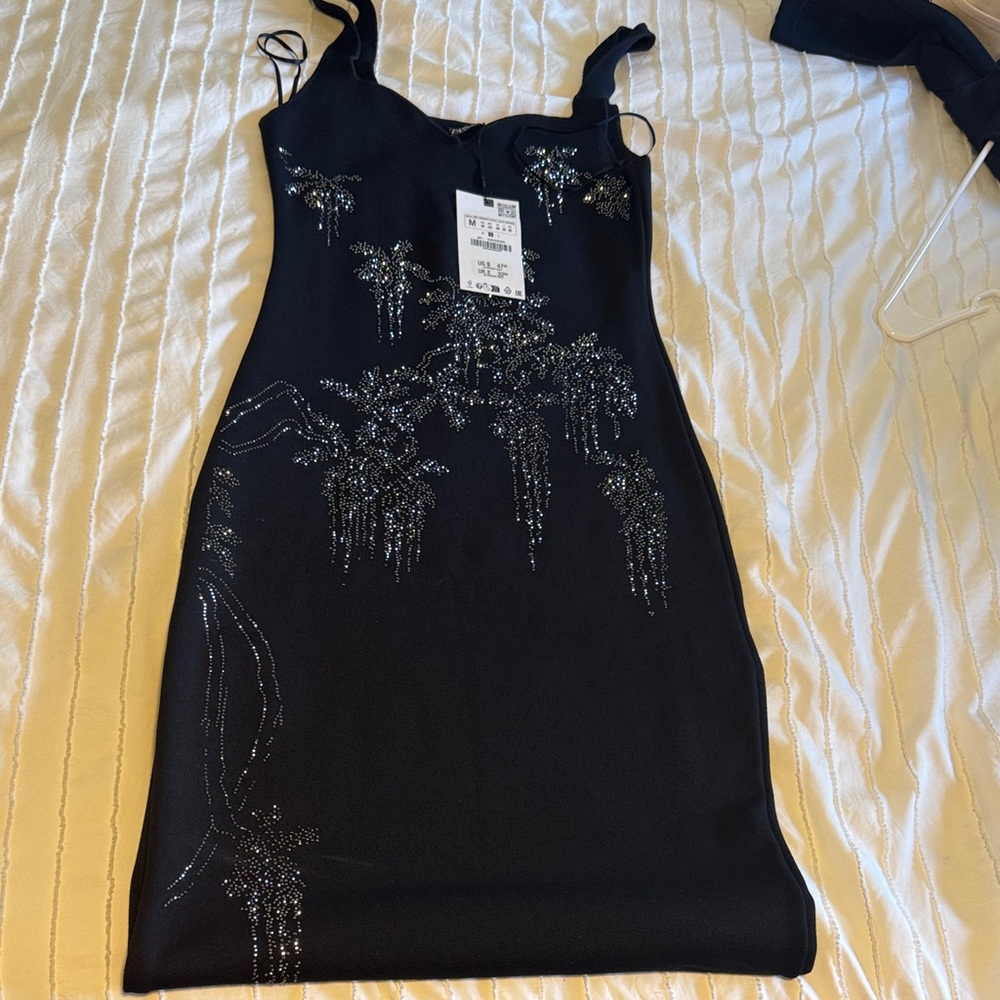 Zara Black Embellished Dress